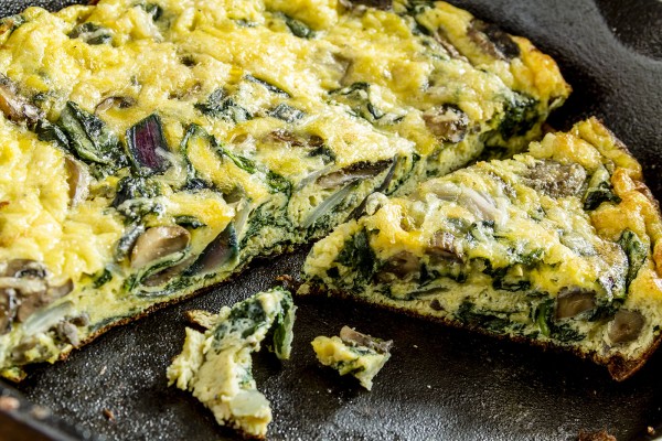 Frittata with Spinach, Mushrooms and Cheese